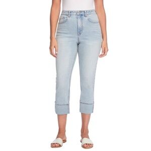 Frye Women's Cuffed Crop Jeans, Stretch, High Rise, Light Blue, Size 14, NWT